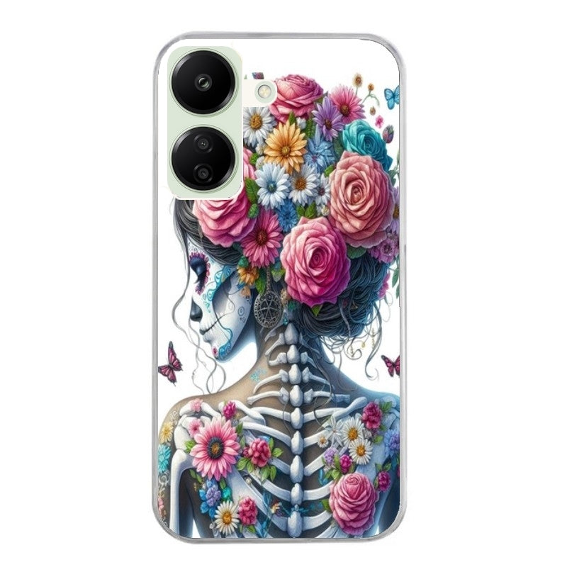 Coque taperso pour POCO C65 4G avec motif tete de mort calavera papillon protection antichoc personnalisée