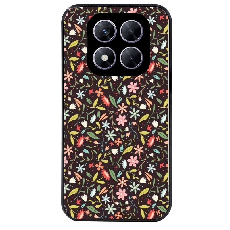 Coque noire taperso pour Redmi Note 14 et PRO PLUS 4G 5G avec motif petites feurs multicolores protection antichoc personnalisée