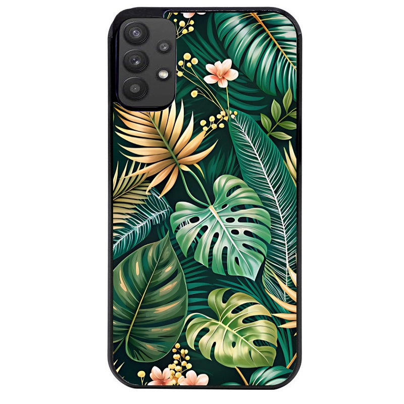 Coque noire taperso pour galaxy A22 A32 A52 A52S 4G 5G  avec motif jungle dore protection antichoc personnalisée