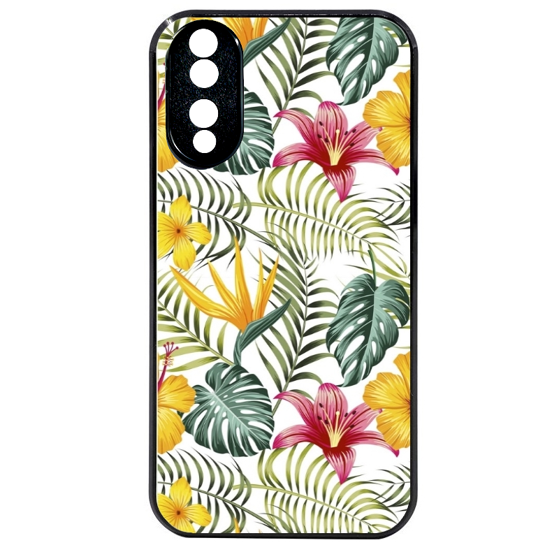 Coque noire taperso pour Honor 70 LITE 90 et LITE avec motif jungle et fleur hibiscus protection antichoc personnalisée