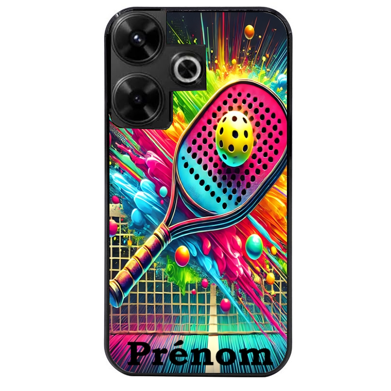 Coque noire taperso pour POCO M6 4G avec motif padel raquette personnalisee protection antichoc personnalisée
