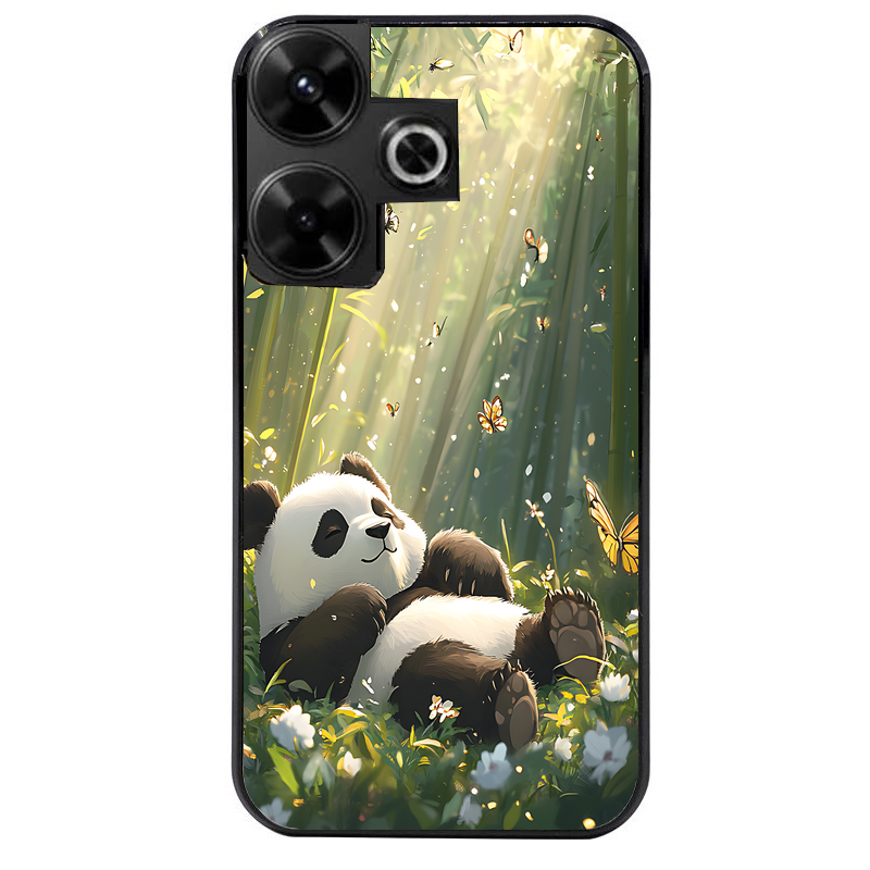 Coque noire taperso pour POCO M6 4G avec motif panda bambou protection antichoc personnalisée