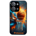 Coque noire taperso pour POCO C85 avec motif basket ball color personnalise protection antichoc personnalisée
