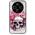 Coque noire taperso pour POCO C75 avec motif tete de mort floral protection antichoc personnalisée
