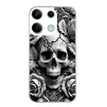 Coque taperso pour POCO X6 5G avec motif tete de mort fleur protection antichoc personnalisée