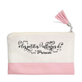 Pochette personnalisée motif petites affaires en toile et simili cuir personnalisée