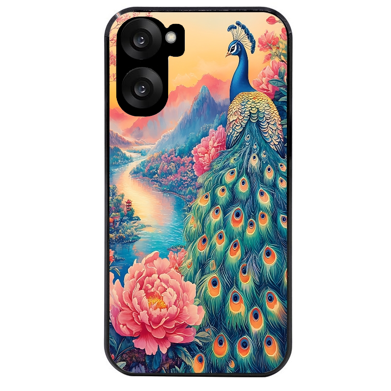 Coque noire taperso pour OnePlus Nord CE5 avec motif paon japan protection antichoc personnalisée