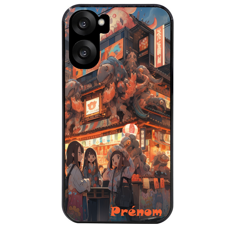 Coque noire taperso pour OnePlus Nord CE5 avec motif anime street japan personnalise protection antichoc personnalisée