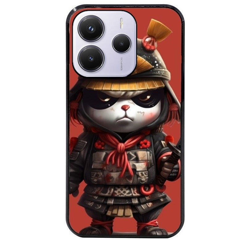 Coque noire taperso pour Redmi Note 14 et PRO PLUS 4G 5G avec motif panda et samourai protection antichoc personnalisée