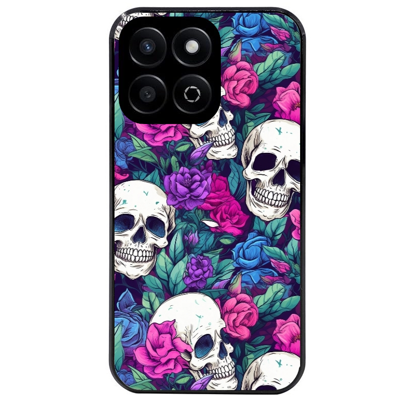 Coque noire taperso pour Honor 400 et Lite Pro Smart avec motif tete de mort violet protection antichoc personnalisée