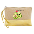 Pochette personnalisée avocat love et cœur kawaii en jute et doré en jute et doré