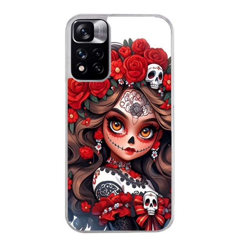Coque taperso pour Redmi Note 10 4G 5G PRO 10S avec motif tete de mort calavera rouge protection antichoc personnalisée