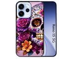 Coque noire taperso pour OPPO Reno 15 et F FS 5G avec motif tete de mort calavera violette protection antichoc personnalisée