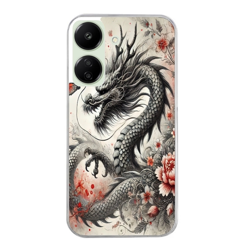 Coque taperso pour POCO C65 4G avec motif dragon japan protection antichoc personnalisée