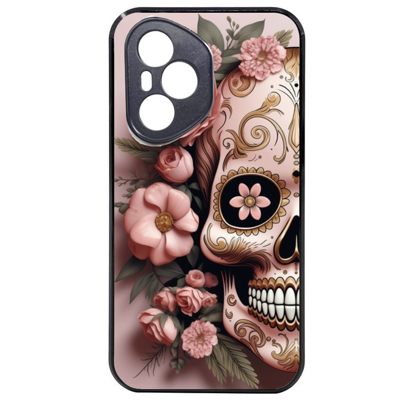 Coque noire taperso pour Honor 400 et Lite Pro Smart avec motif tete de mort calavera rose protection antichoc personnalisée