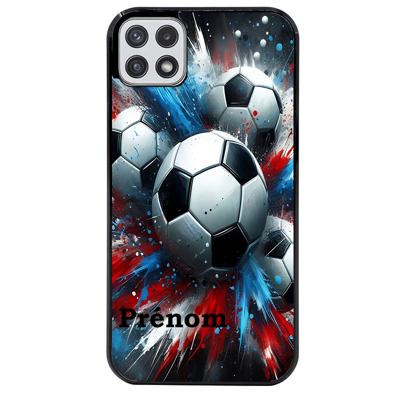 Coque noire taperso pour galaxy A22 A32 A52 A52S 4G 5G  avec motif foot tricolore personnalisee protection antichoc personnalisée