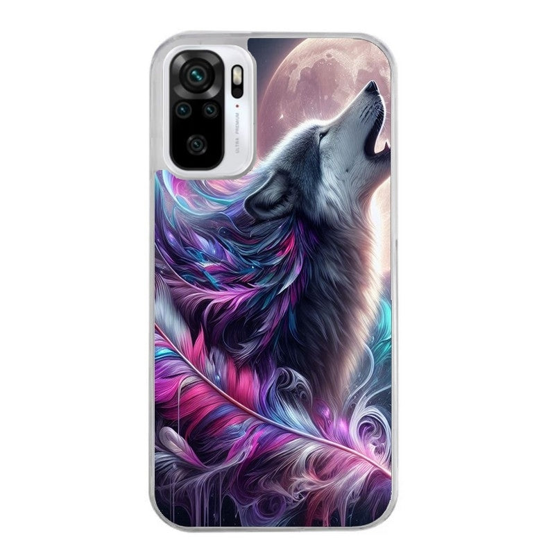 Coque taperso pour Redmi Note 10 4G 5G PRO 10S avec motif loup et plume protection antichoc personnalisée