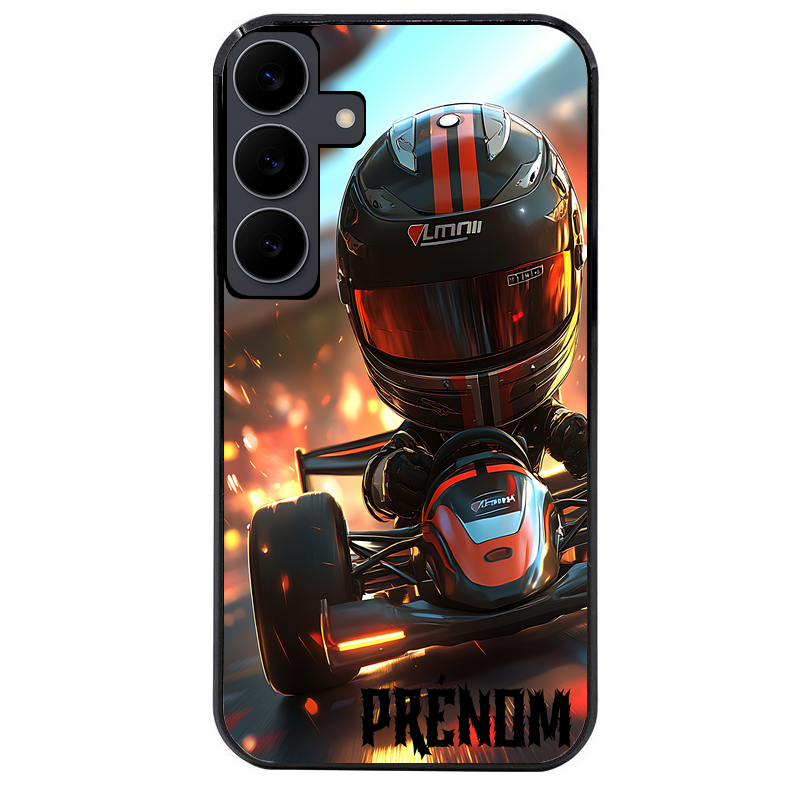 Coque noire taperso pour galaxy Z Fold 6 et 7 avec motif karting f1 personnalisee protection antichoc personnalisée