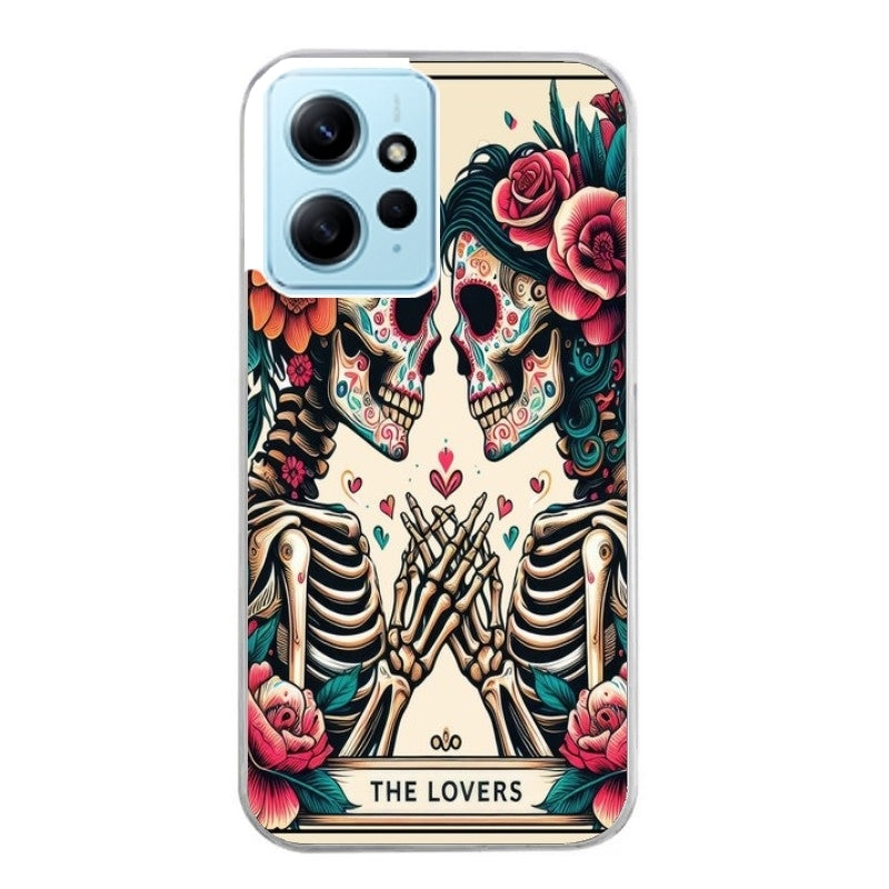 Coque taperso pour Redmi Note 12 4G 5G PRO 4G avec motif tete de mort lovers protection antichoc personnalisée