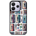 Coque noire taperso pour Redmi Note 14 et PRO PLUS 4G 5G avec motif cassette multi protection antichoc personnalisée