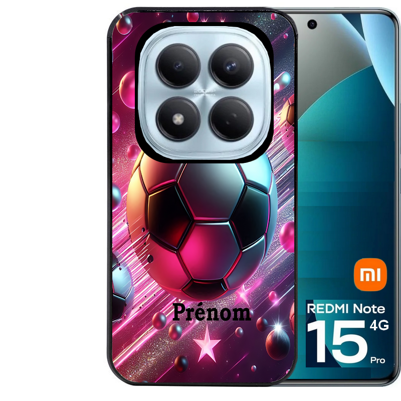 Coque noire taperso pour Redmi Note 15 et PRO PLUS 4G 5G avec motif foot etoile personnalisee protection antichoc personnalisée