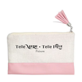 Pochette personnalisée motif maman fille en toile et simili cuir personnalisée