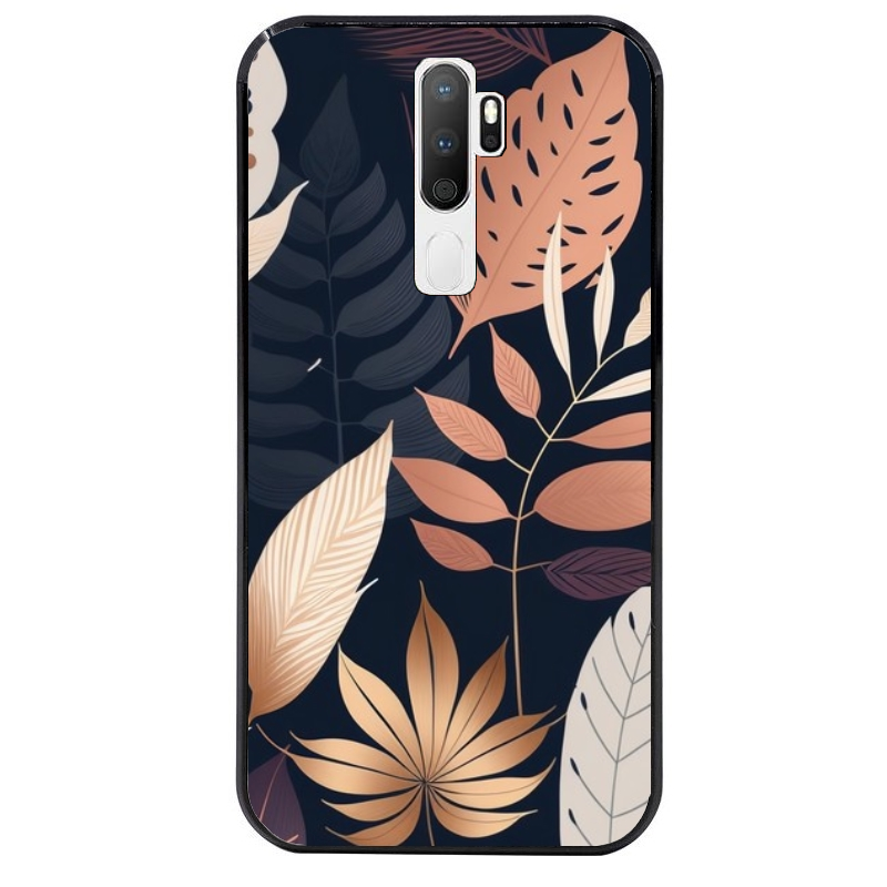 Coque noire taperso pour OPPO A5 A9 2020 avec motif jungle et feuilles protection antichoc personnalisée