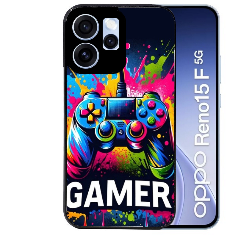 Coque noire taperso pour OPPO Reno 15 et F FS 5G avec motif gamer protection antichoc personnalisée