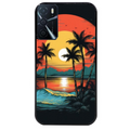 Coque noire taperso pour OPPO A16 et A16S avec motif hawaii palmier protection antichoc personnalisée