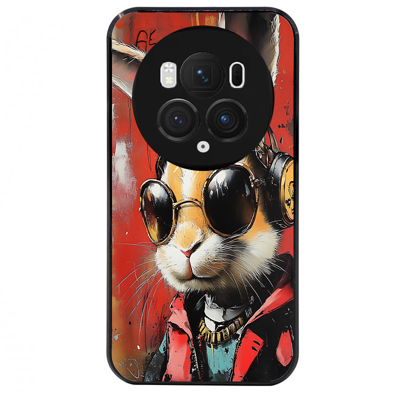 Coque noire taperso pour Magic 5 6 LITE et PRO avec motif lapin tag protection antichoc personnalisée