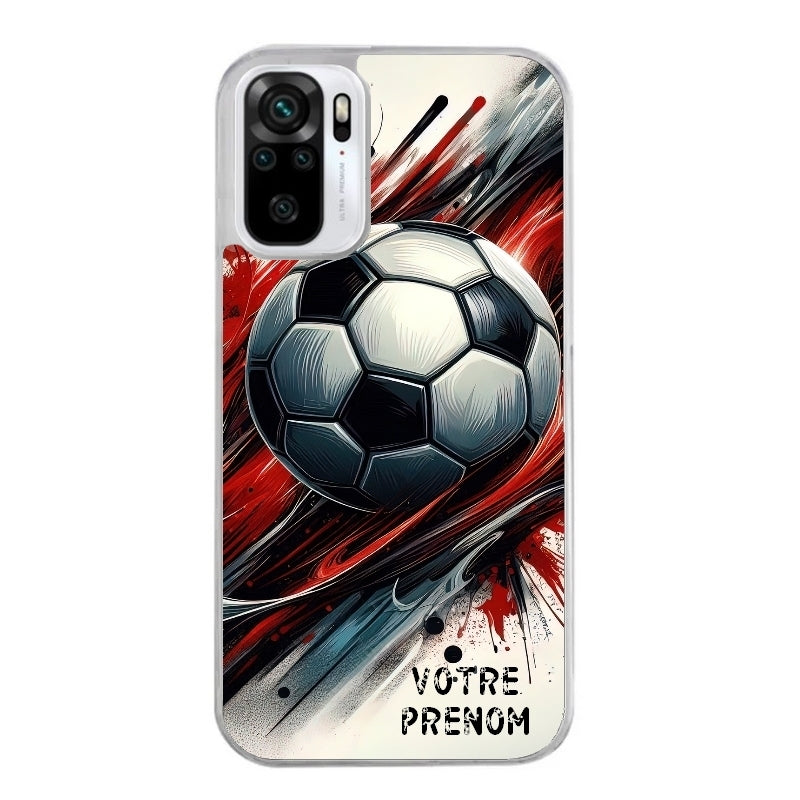 Coque taperso pour Redmi Note 10 4G 5G PRO 10S avec motif ballon foot avec prenom protection antichoc personnalisée