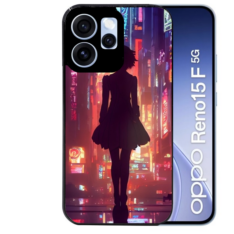 Coque noire taperso pour OPPO Reno 15 et F FS 5G avec motif new york anime protection antichoc personnalisée