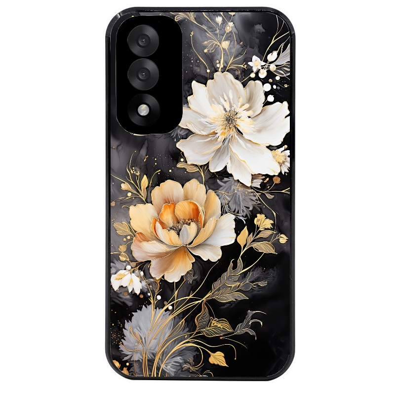 Coque noire taperso pour OnePlus Nord 5 avec motif fleur blanche protection antichoc personnalisée