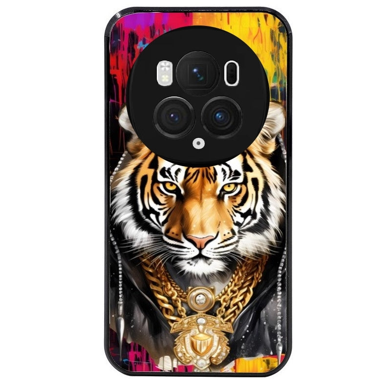 Coque noire taperso pour Magic 5 6 LITE et PRO avec motif tigre style hip hop protection antichoc personnalisée