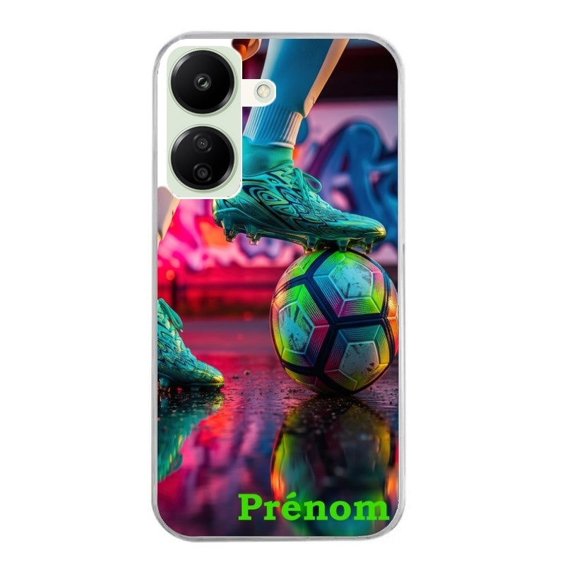 Coque taperso pour POCO C65 4G avec motif foot beton personnalisee protection antichoc personnalisée