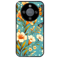 Coque noire taperso pour Honor X9A avec motif fleur orange protection antichoc personnalisée