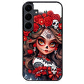 Coque noire taperso pour galaxy A06 A16 A26 A36 A56 avec motif tete de mort calavera rouge protection antichoc personnalisée