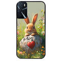 Coque noire taperso pour OPPO A16 et A16S avec motif lapin et fleurs personnalisee protection antichoc personnalisée