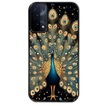 Coque noire taperso pour OPPO A54 et A74 5G avec motif paon mandala protection antichoc personnalisée