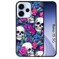 Coque noire taperso pour OPPO Reno 15 et F FS 5G avec motif tete de mort violet protection antichoc personnalisée