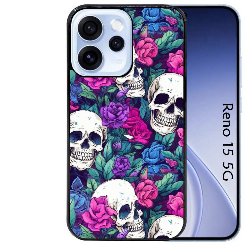 Coque noire taperso pour OPPO Reno 15 et F FS 5G avec motif tete de mort violet protection antichoc personnalisée