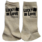 Chaussettes personnalisées paillettes doré motif love lucky