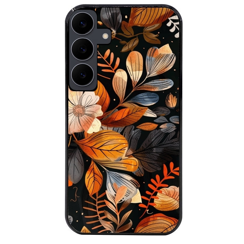 Coque noire taperso pour galaxy A06 A16 A26 A36 A56 avec motif fleur automne protection antichoc personnalisée