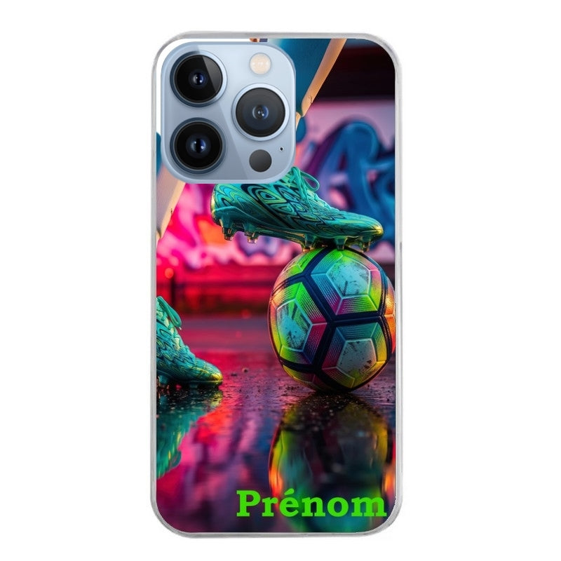 Coque taperso pour Iphone 13 et PRO MINI PRO MAX avec motif foot controle personnalisee protection antichoc personnalisée