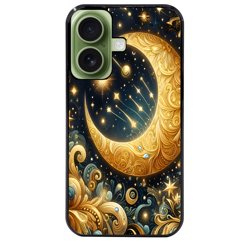 Coque noire taperso pour Iphone 17 17E AIR MAX PRO avec motif lune astre protection antichoc personnalisée