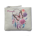 Porte monnaie personnalisé dreamcatcher papillon pastel ivoire en feutrine en feutrine ivoire