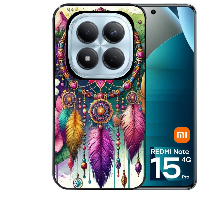 Coque noire taperso pour Redmi Note 15 et PRO PLUS 4G 5G avec motif dreamcatcher et mandala protection antichoc personnalisée