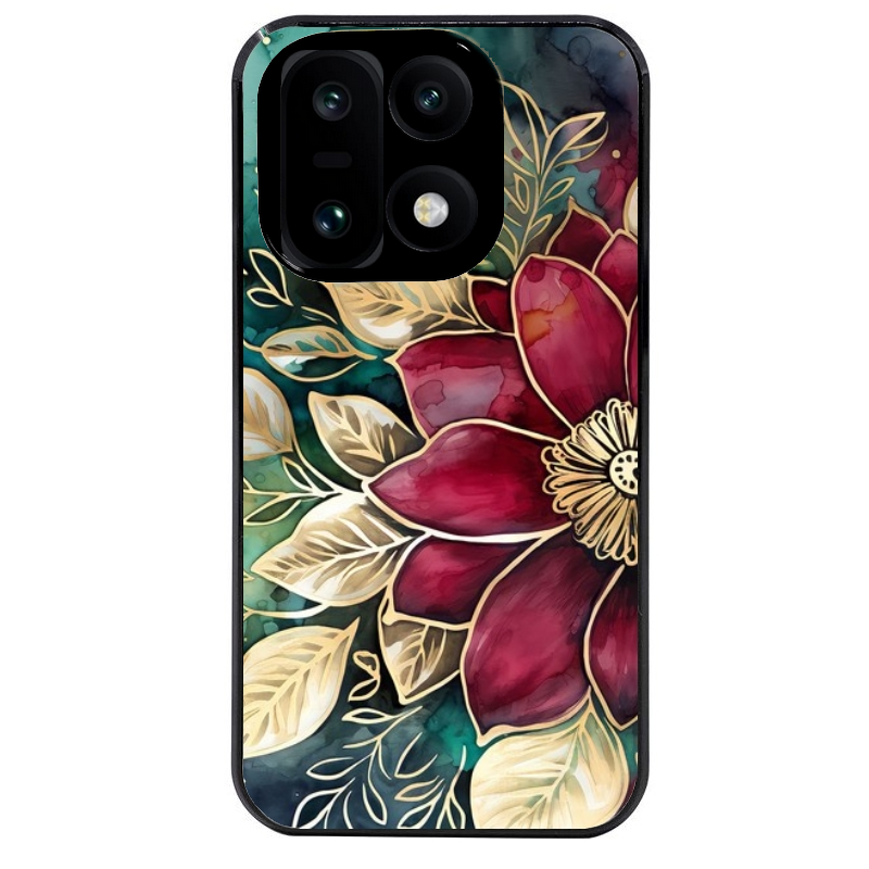 Coque noire taperso pour OnePlus 15 avec motif fleur poinsettia style noel protection antichoc personnalisée