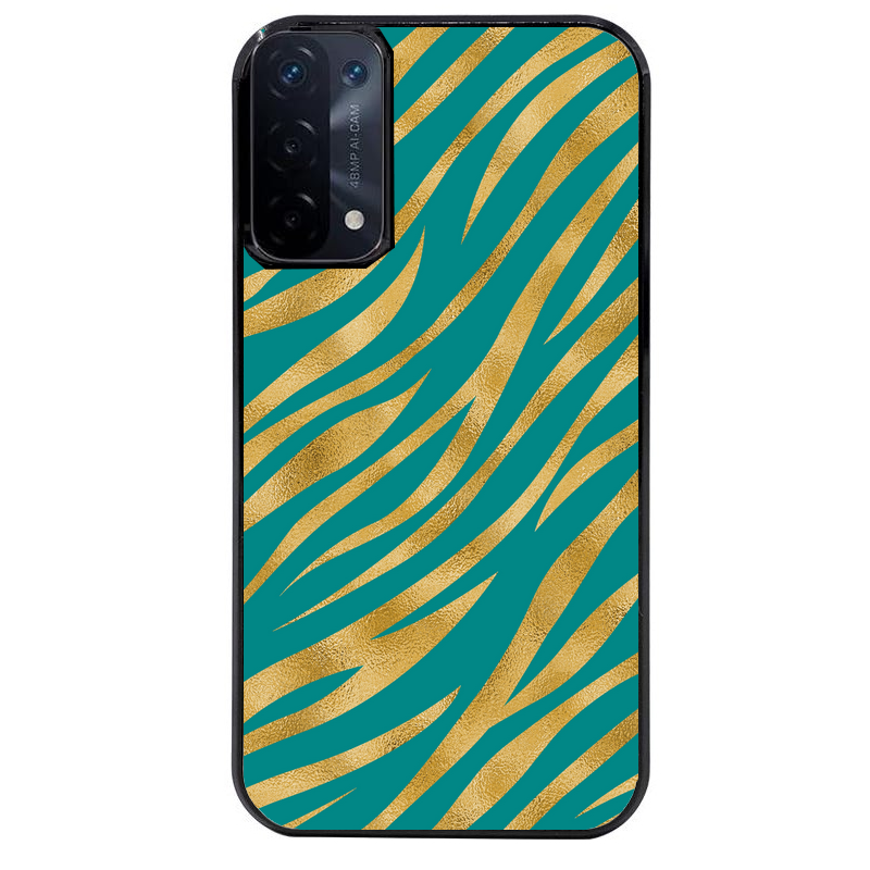 Coque noire taperso pour OPPO A54 et A74 5G avec motif zebre vert protection antichoc personnalisée