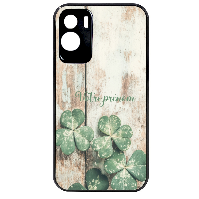 Coque noire taperso pour Honor 70 LITE 90 et LITE avec motif bois et trefle personnalisee protection antichoc personnalisée